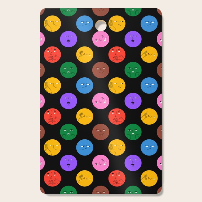 Funny colorful cartoon character face pattern Cutting Board Gallery Image 1