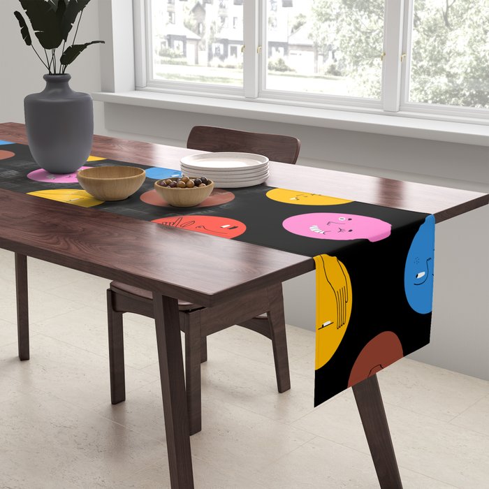 Funny colorful cartoon character face pattern Table Runner Gallery Image 2