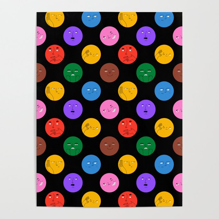 Funny colorful cartoon character face pattern Poster Gallery Image 4
