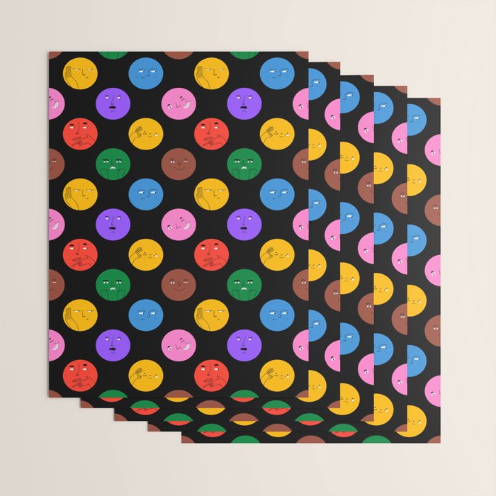 Funny colorful cartoon character face pattern Wrapping Paper Gallery Image 3