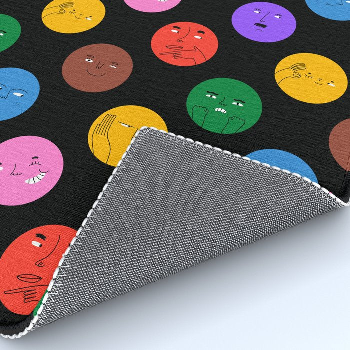 Funny colorful cartoon character face pattern Rug Gallery Image 4