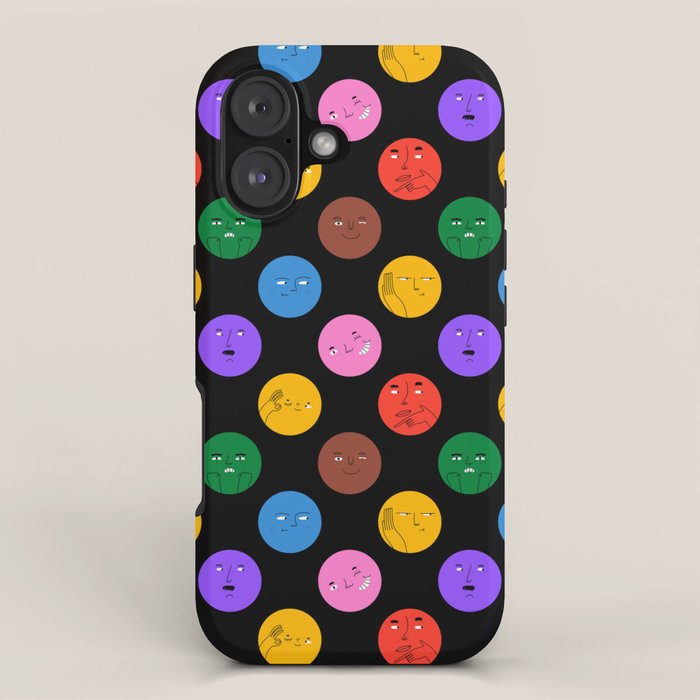 Funny colorful cartoon character face pattern iPhone Case Gallery Image 1
