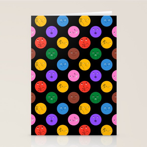 Funny colorful cartoon character face pattern Stationery Card Gallery Image 2