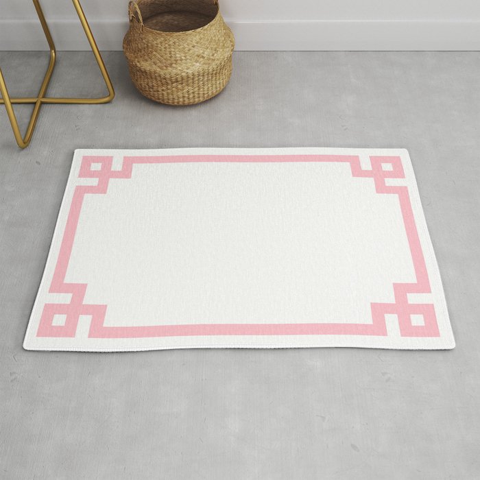 Pink Greek Key Border Rug Gallery Image 1