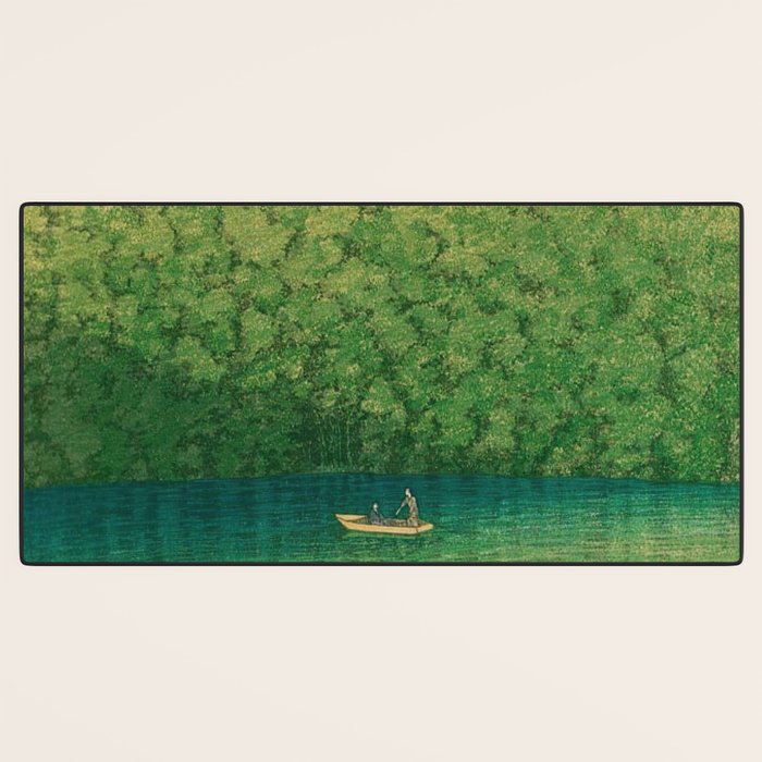 Morning at TsutanumaPond Kawase Hasui Desk Mat Gallery Image 3