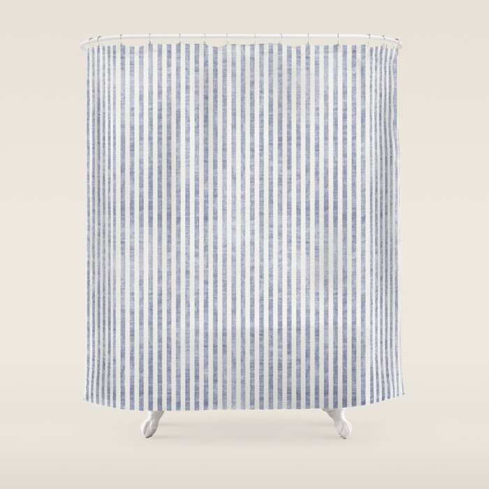 AEGEAN TICKING STRIPE BLUE Shower Curtain Gallery Image 1