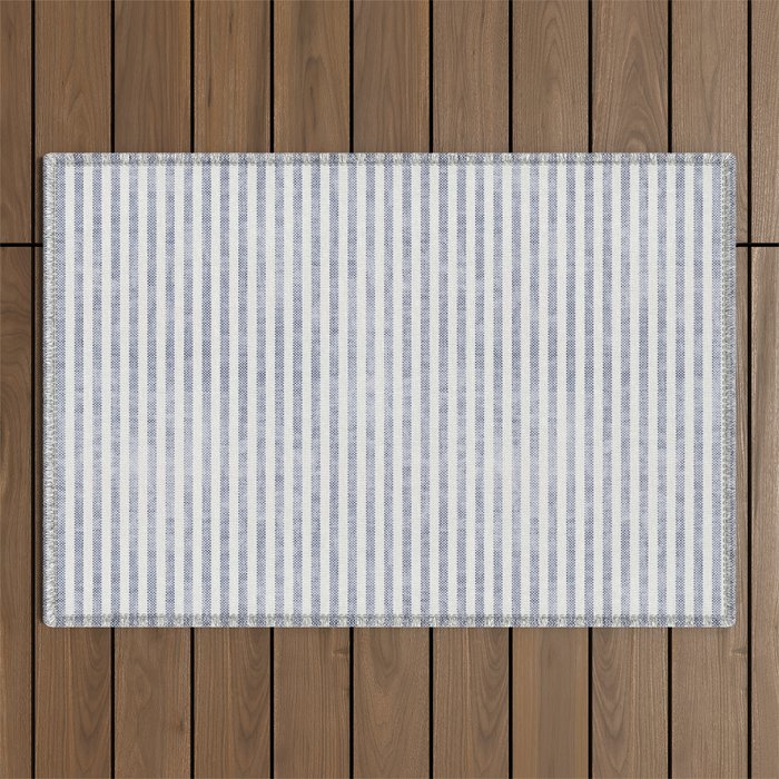 AEGEAN TICKING STRIPE BLUE Outdoor Rug Gallery Image 1
