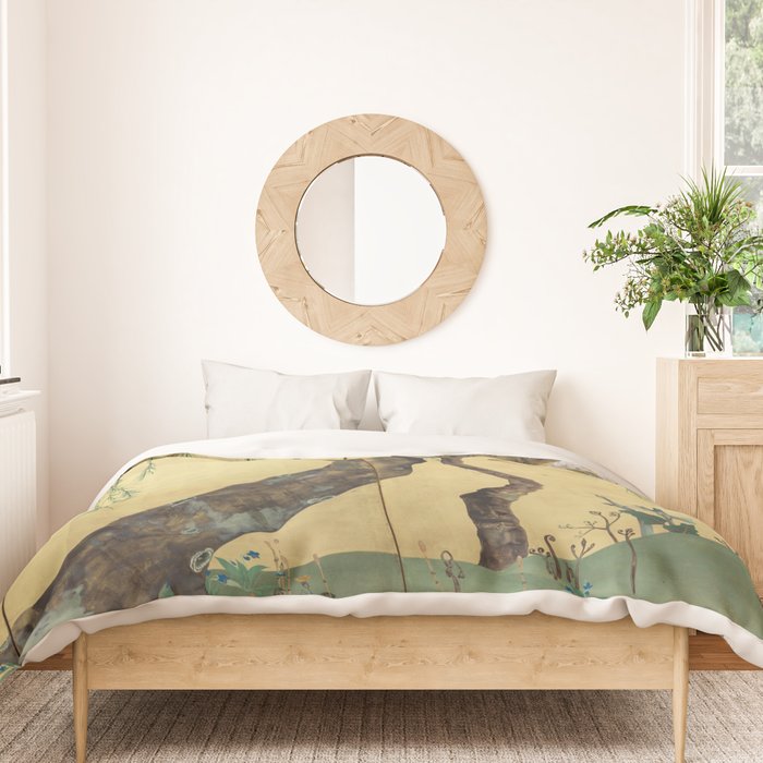 Cherry Tree Japanese Edo Period Six-Panel Gold Leaf Screen Duvet Cover Gallery Image 3