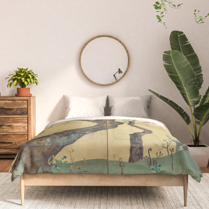 Cherry Tree Japanese Edo Period Six-Panel Gold Leaf Screen Comforter Gallery Image 3