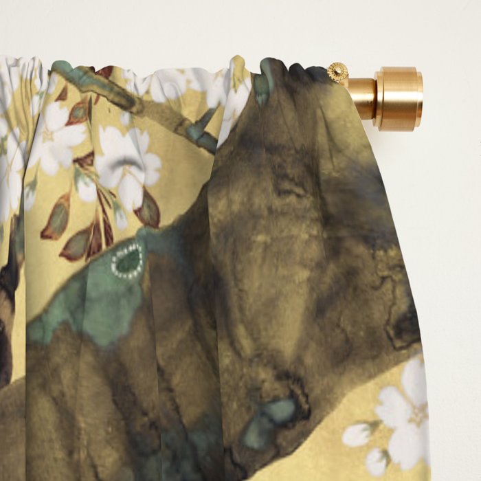 Cherry Tree Japanese Edo Period Six-Panel Gold Leaf Screen Window Curtain Gallery Image 2