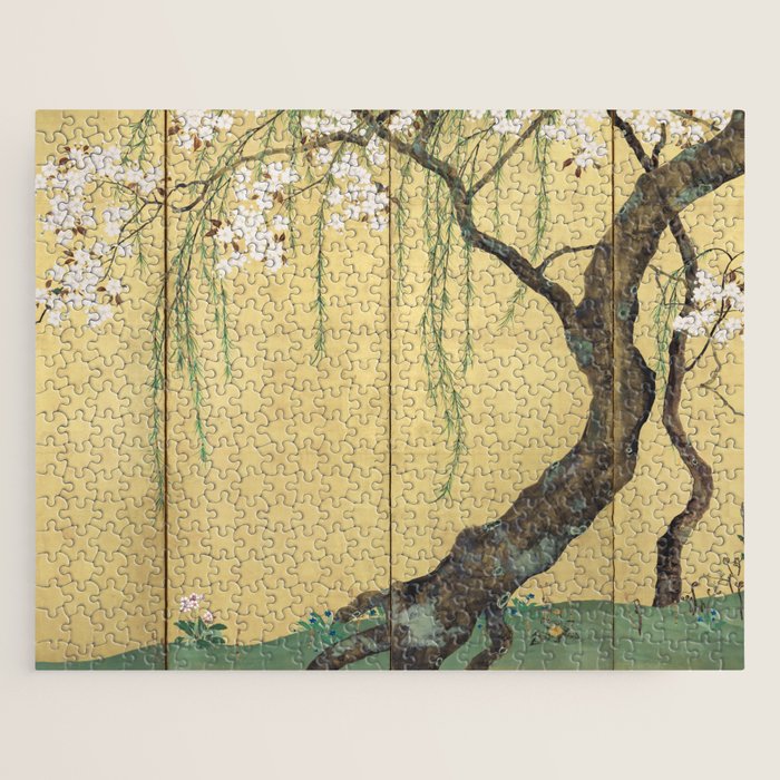 Cherry Tree Japanese Edo Period Six-Panel Gold Leaf Screen Jigsaw Puzzle Gallery Image 1