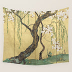 Cherry Tree Japanese Edo Period Six-Panel Gold Leaf Screen Wall Tapestry Gallery Image 4