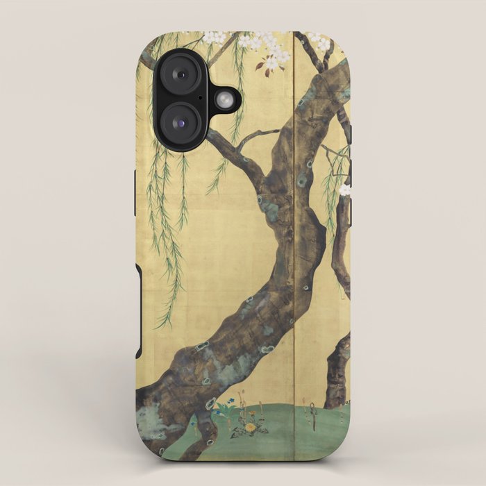 Cherry Tree Japanese Edo Period Six-Panel Gold Leaf Screen iPhone Case Gallery Image 1