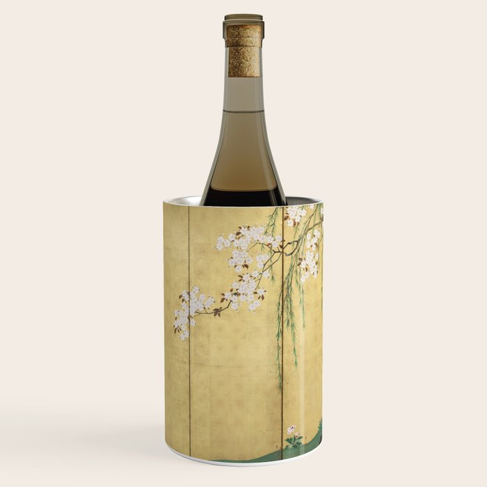 Cherry Tree Japanese Edo Period Six-Panel Gold Leaf Screen Wine Chiller Gallery Image 2