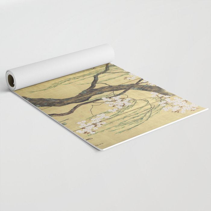 Cherry Tree Japanese Edo Period Six-Panel Gold Leaf Screen Yoga Mat Gallery Image 2