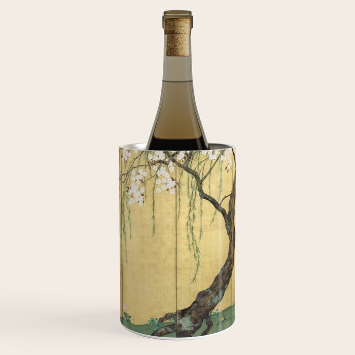 Cherry Tree Japanese Edo Period Six-Panel Gold Leaf Screen Wine Chiller Gallery Image 1