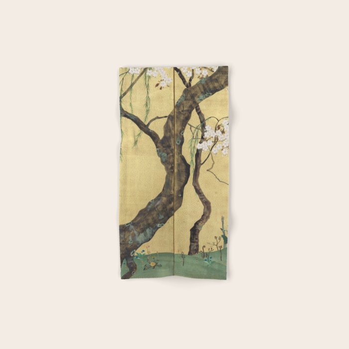Cherry Tree Japanese Edo Period Six-Panel Gold Leaf Screen Bath Towel Gallery Image 1