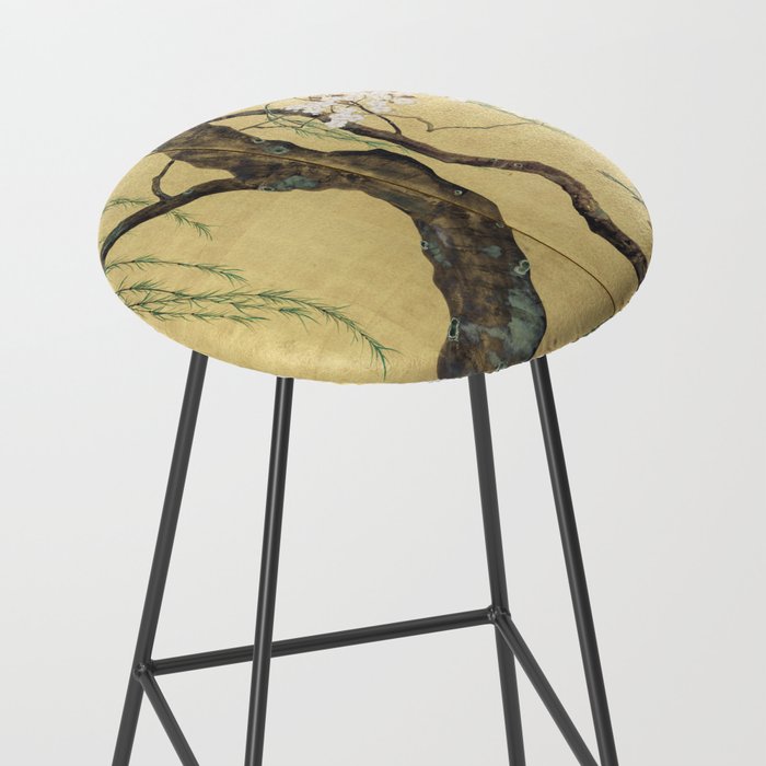 Cherry Tree Japanese Edo Period Six-Panel Gold Leaf Screen Stool Gallery Image 2