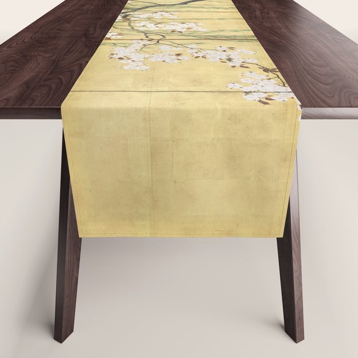Cherry Tree Japanese Edo Period Six-Panel Gold Leaf Screen Table Runner Gallery Image 1