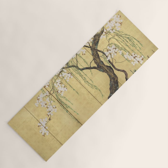 Cherry Tree Japanese Edo Period Six-Panel Gold Leaf Screen Yoga Mat Gallery Image 1