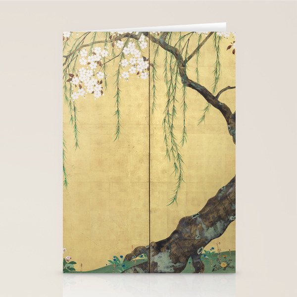 Cherry Tree Japanese Edo Period Six-Panel Gold Leaf Screen Stationery Card Gallery Image 2