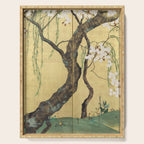 Cherry Tree Japanese Edo Period Six-Panel Gold Leaf Screen Serving Tray Gallery Image 1