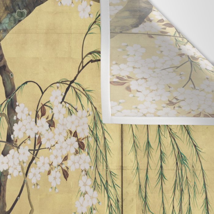 Cherry Tree Japanese Edo Period Six-Panel Gold Leaf Screen Wall Tapestry Gallery Image 3