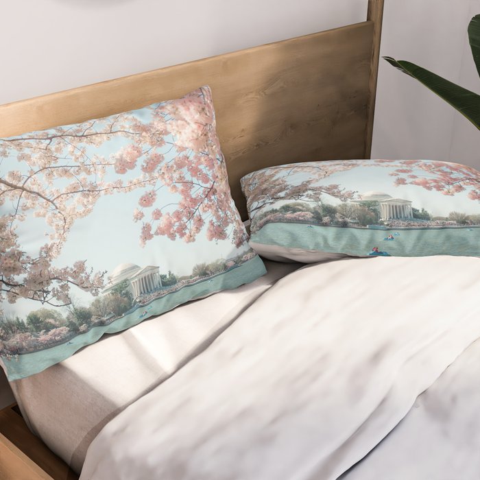 Washington DC Cherry Blossoms II Pillow Sham Gallery Image 2
