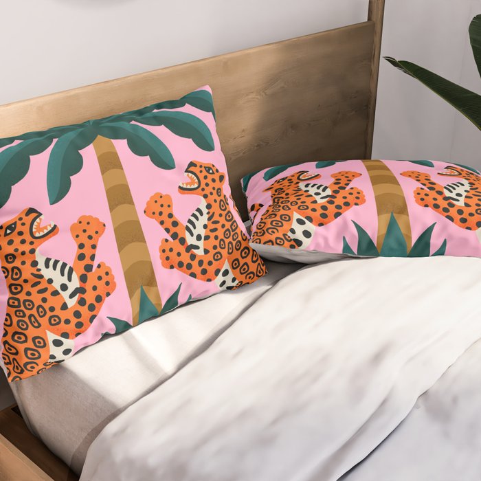 Jaguars and Palm Pillow Sham Gallery Image 2