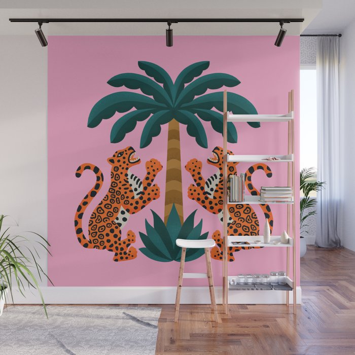Jaguars and Palm Wall Mural Gallery Image 1
