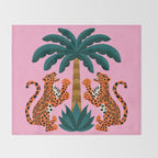 Jaguars and Palm Throw Blanket Gallery Image 2