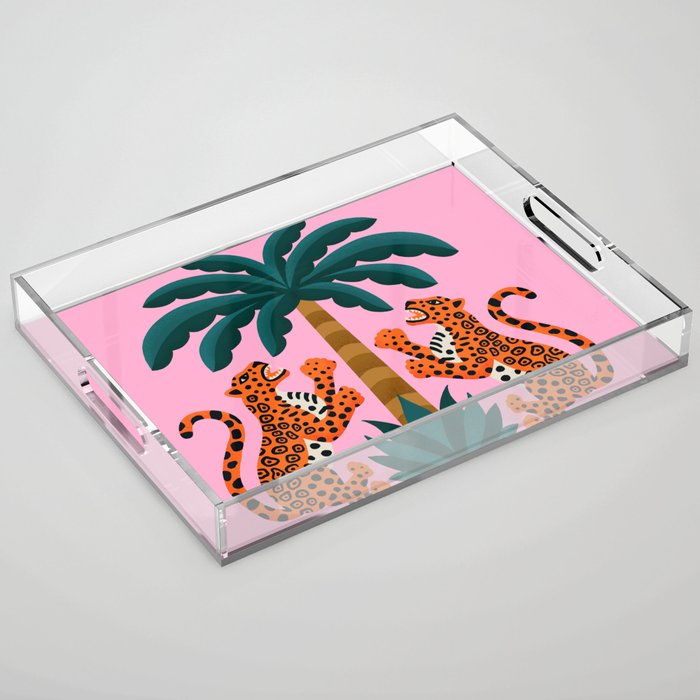 Jaguars and Palm Acrylic Tray Gallery Image 1