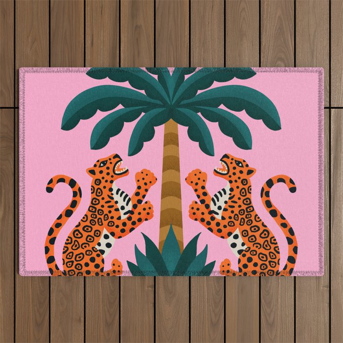 Jaguars and Palm Outdoor Rug Gallery Image 1