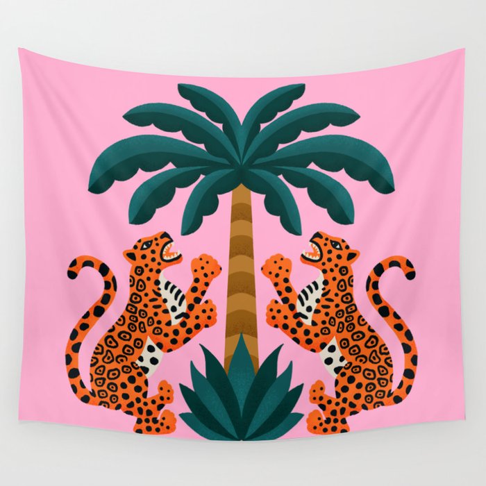 Jaguars and Palm Wall Tapestry Gallery Image 4