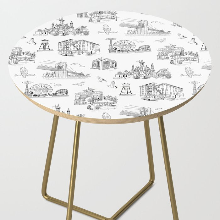 Brooklyn Toile - Black and White Side Table Gallery Image 2