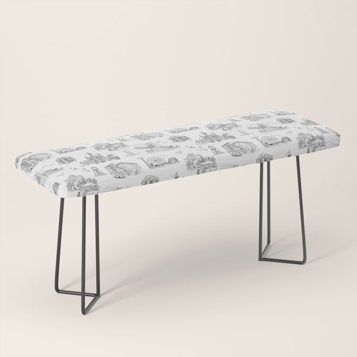 Brooklyn Toile - Black and White Bench Gallery Image 1