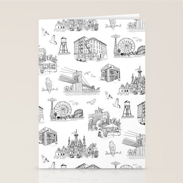 Brooklyn Toile - Black and White Stationery Card Gallery Image 2