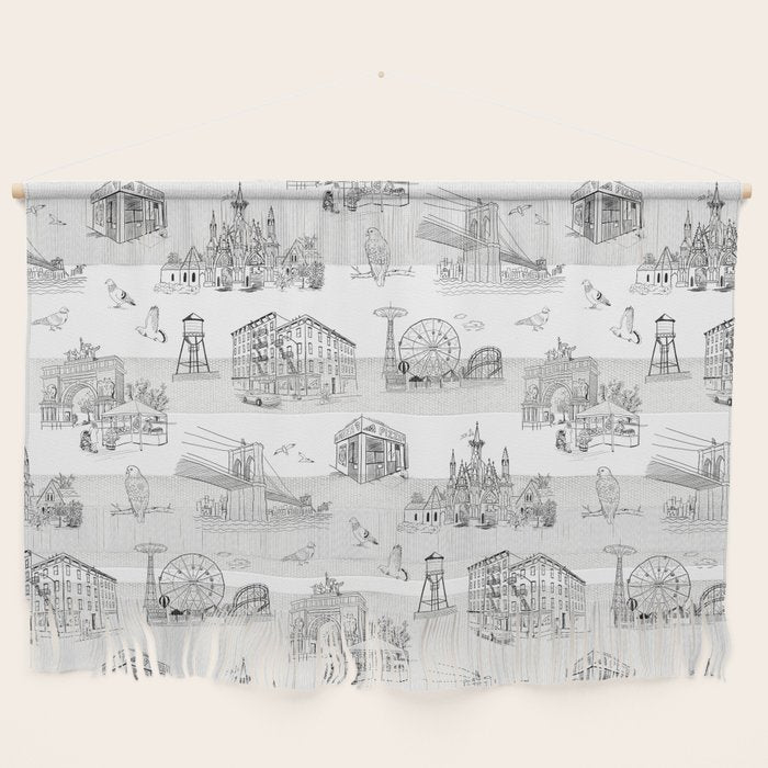 Brooklyn Toile - Black and White Wall Hanging Gallery Image 2