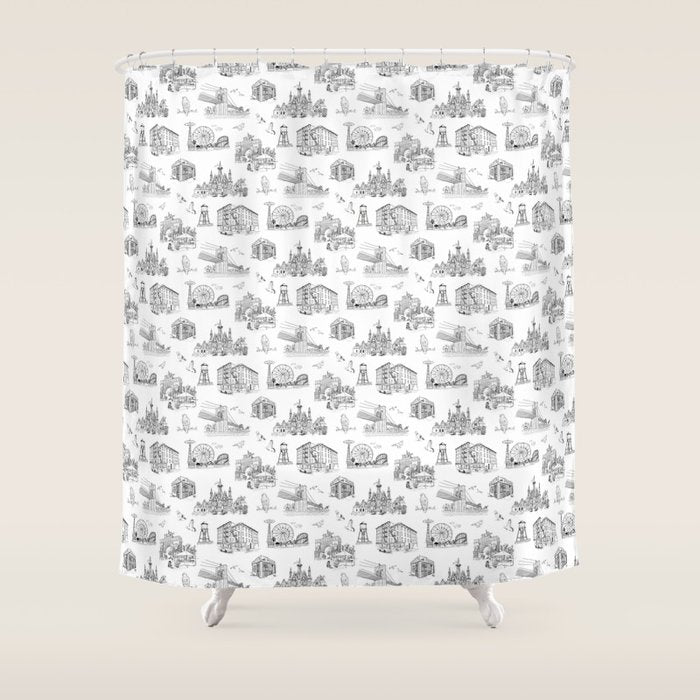 Brooklyn Toile - Black and White Shower Curtain Gallery Image 1