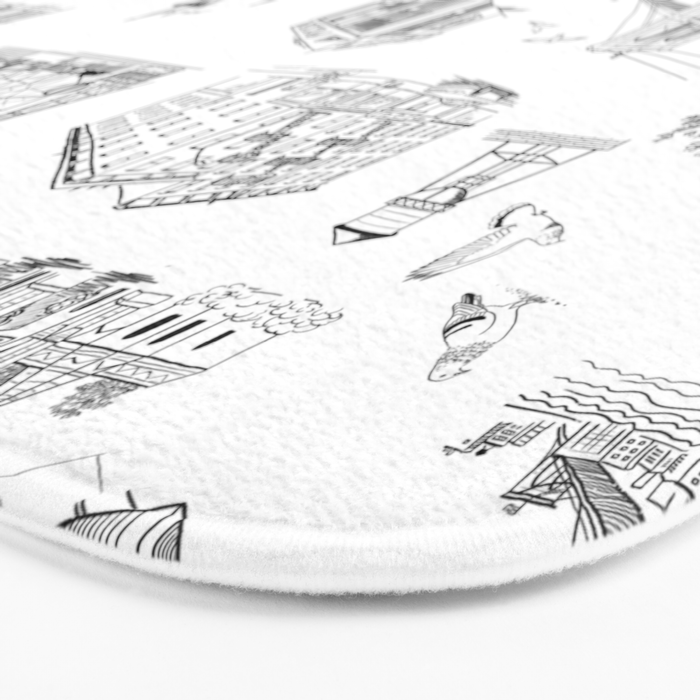 Brooklyn Toile - Black and White Bath Mat Gallery Image 3