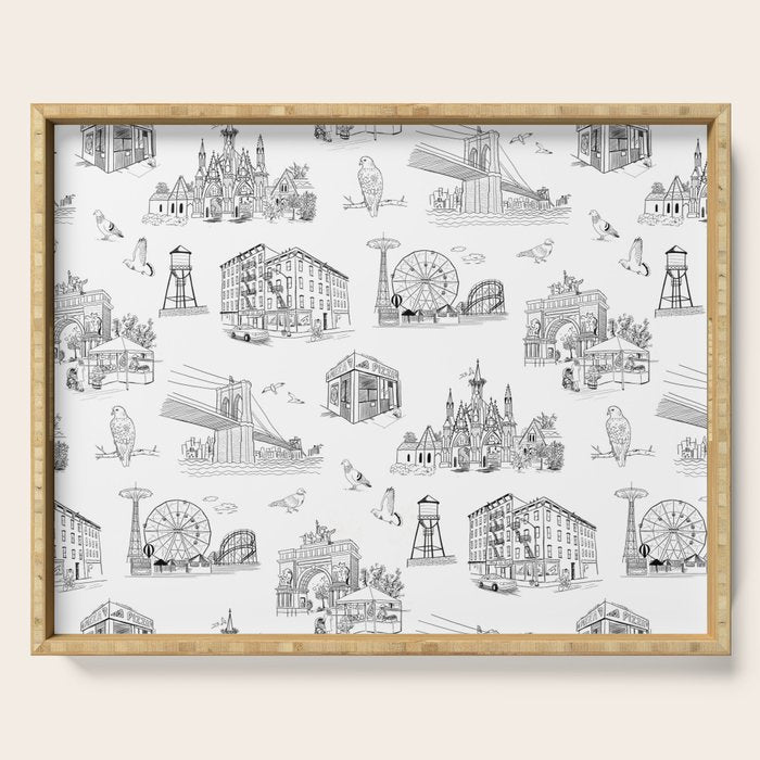 Brooklyn Toile - Black and White Serving Tray Gallery Image 1