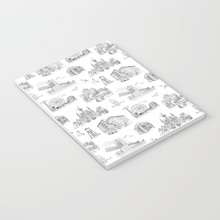 Brooklyn Toile - Black and White Notebook Gallery Image 3
