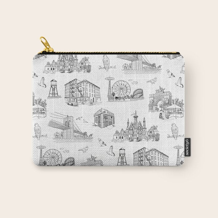 Brooklyn Toile - Black and White Carry All Pouch Gallery Image 1