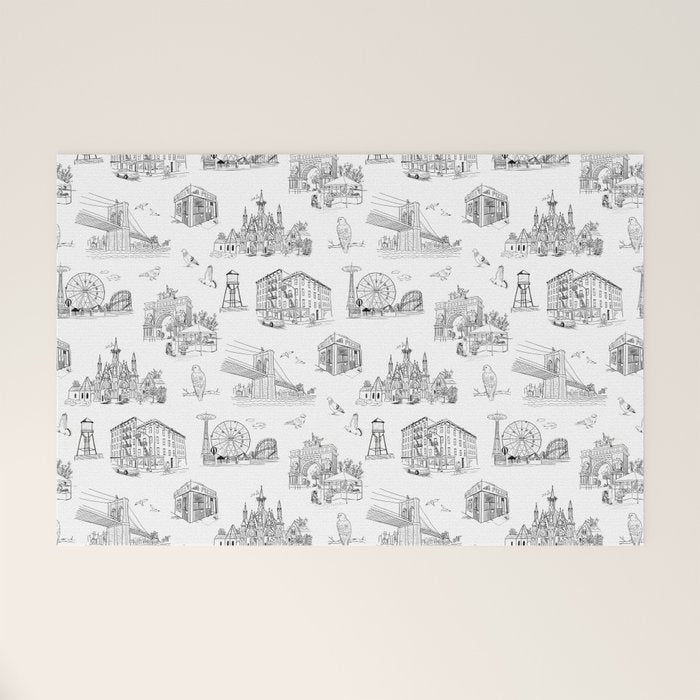 Brooklyn Toile - Black and White Welcome Mat Gallery Image 1