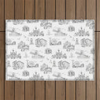 Brooklyn Toile - Black and White Outdoor Rug Gallery Image 1