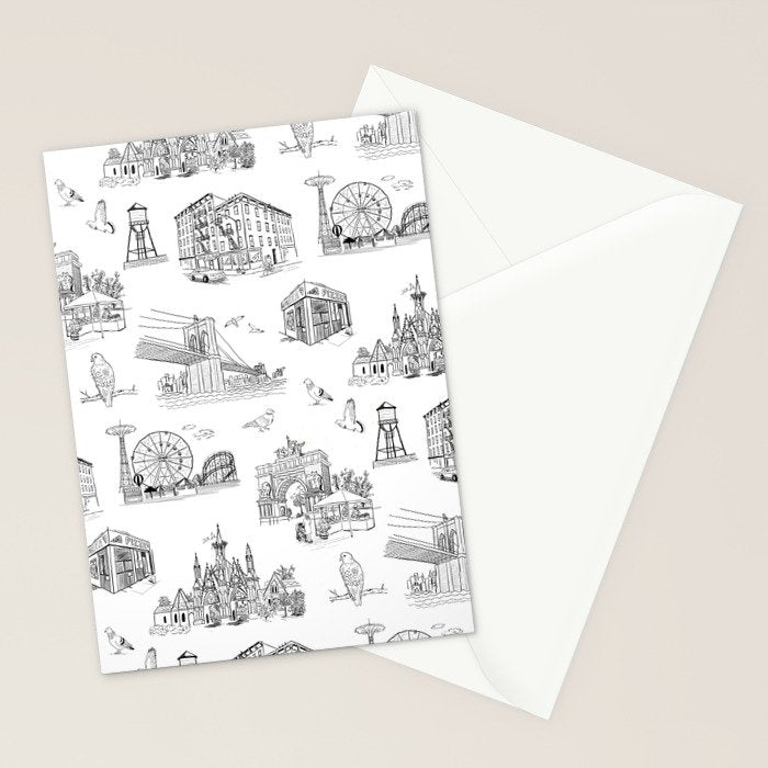Brooklyn Toile - Black and White Stationery Card Gallery Image 2