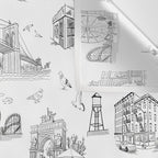 Brooklyn Toile - Black and White Wall Tapestry Gallery Image 3
