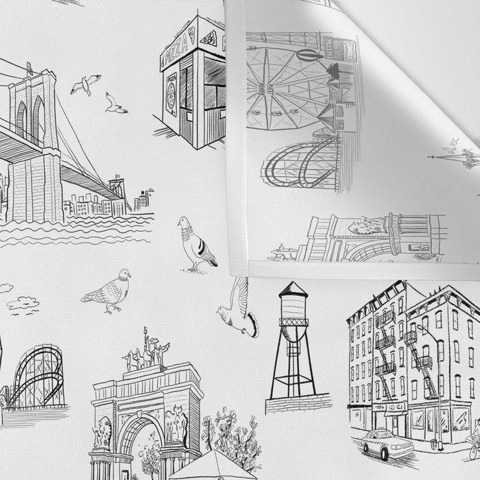Brooklyn Toile - Black and White Wall Tapestry Gallery Image 3