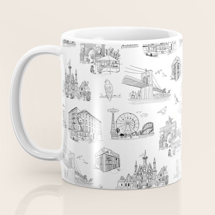 Brooklyn Toile - Black and White Coffee Mug Gallery Image 3