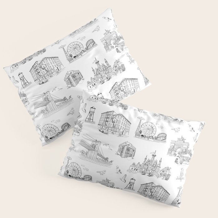 Brooklyn Toile - Black and White Pillow Sham Gallery Image 3